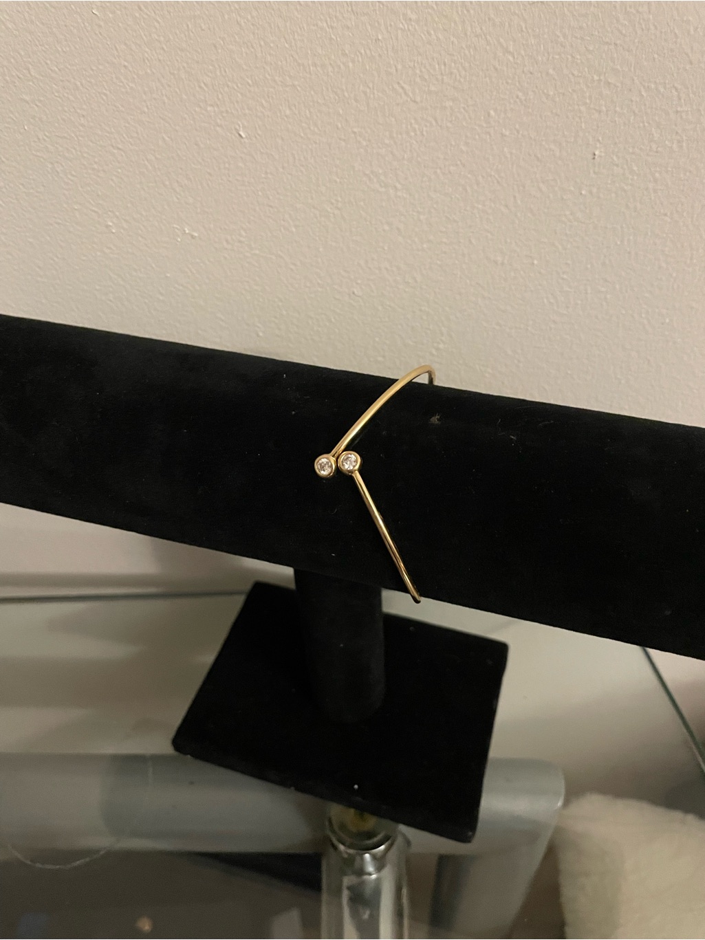 Gold Open Cuff Bracelet With Crystal Endcaps - Women Jewelry